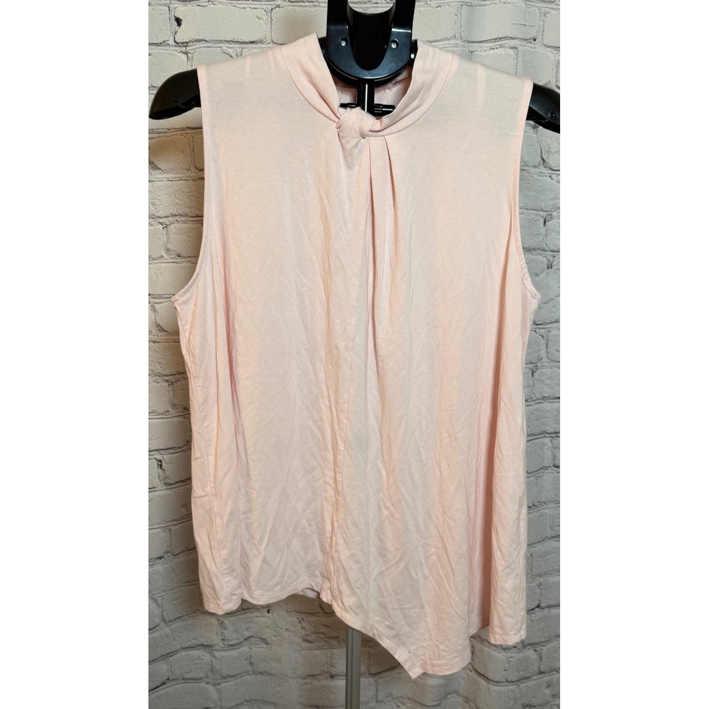 Cyrus‎ Womens Light Pink Mock Neck Knot Front Asymmetrical Hem Sleeveless Top L